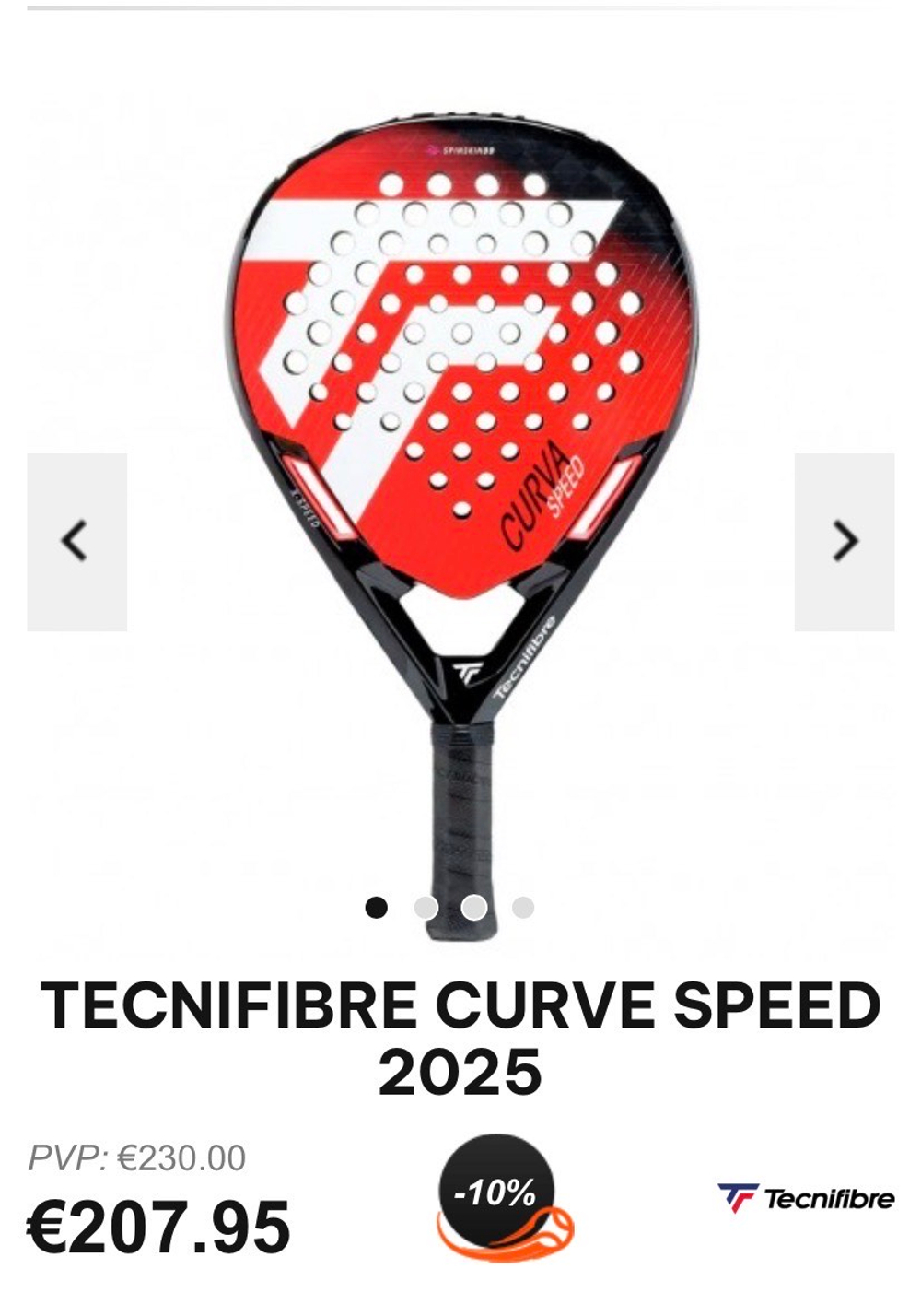 Tecnifibre, CURVA SPEED, Padel Racket, 16CURVASP5, 3490150225861