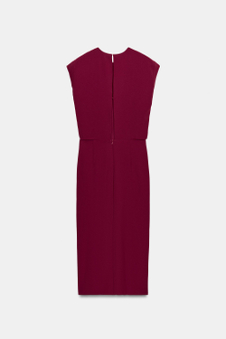 ZARA ПЛАТЬЕ МИДИ С ВОЛАНАМИ — ZW COLLECTION, БУРГУНДИ