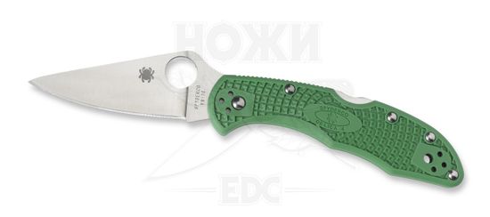 Нож складной Spyderco Delica Flat Ground Green C11FPGR c клинком из стали VG-10, рукоять FRN