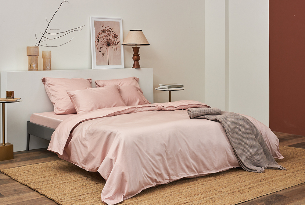 Комплект постельного белья из премиального сатина цвета пыльной розы из коллекции essential, 200х220 см