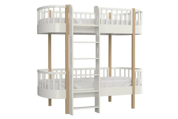 Кровать двухъярусная Ellipse Classic фронтальная лестница Молочная