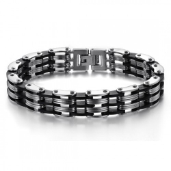 Солидный мужской браслет из стали и силикона Steelman mn00120