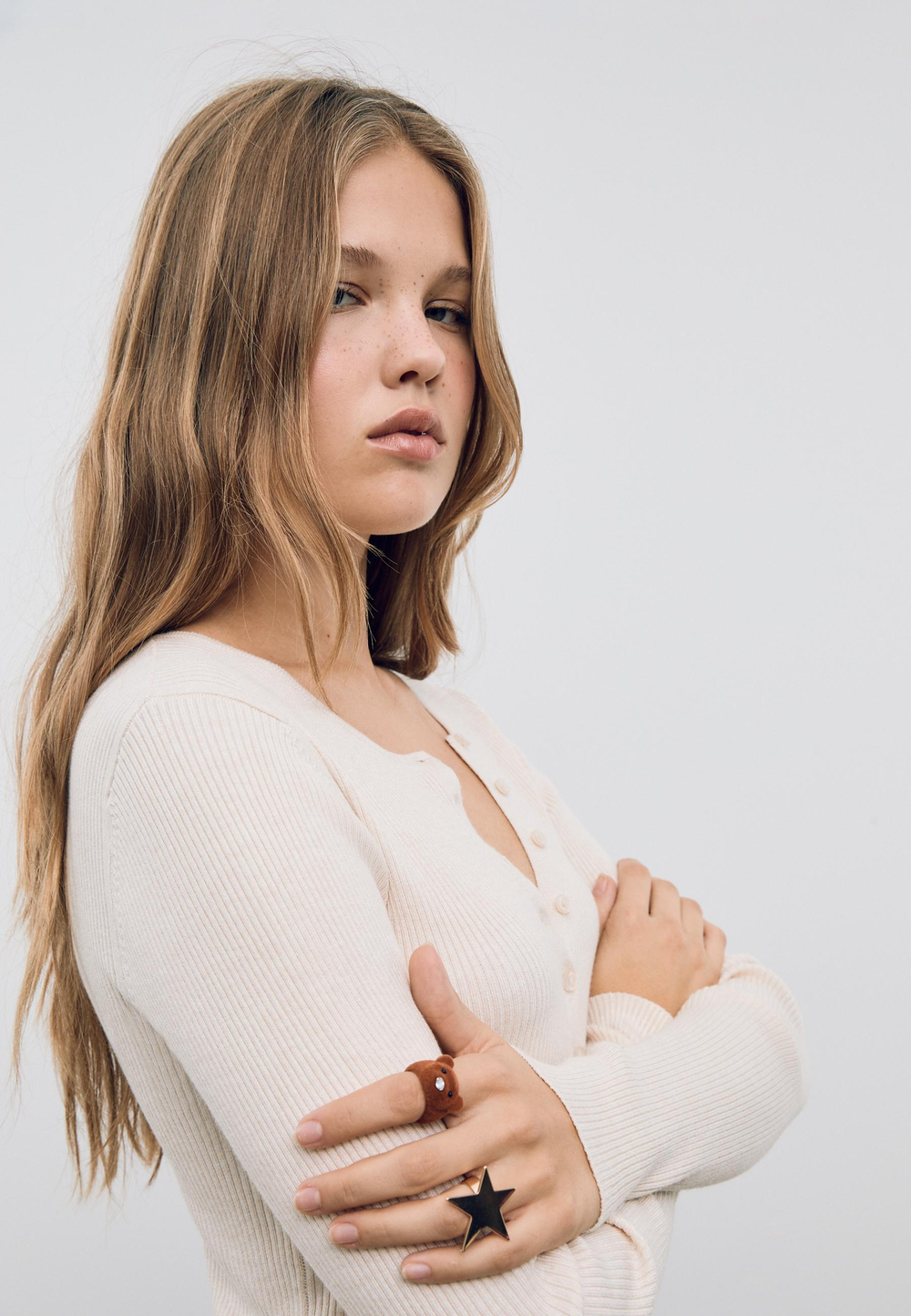 STRADIVARIUS Набор из 2 колец разной формы, коричневый