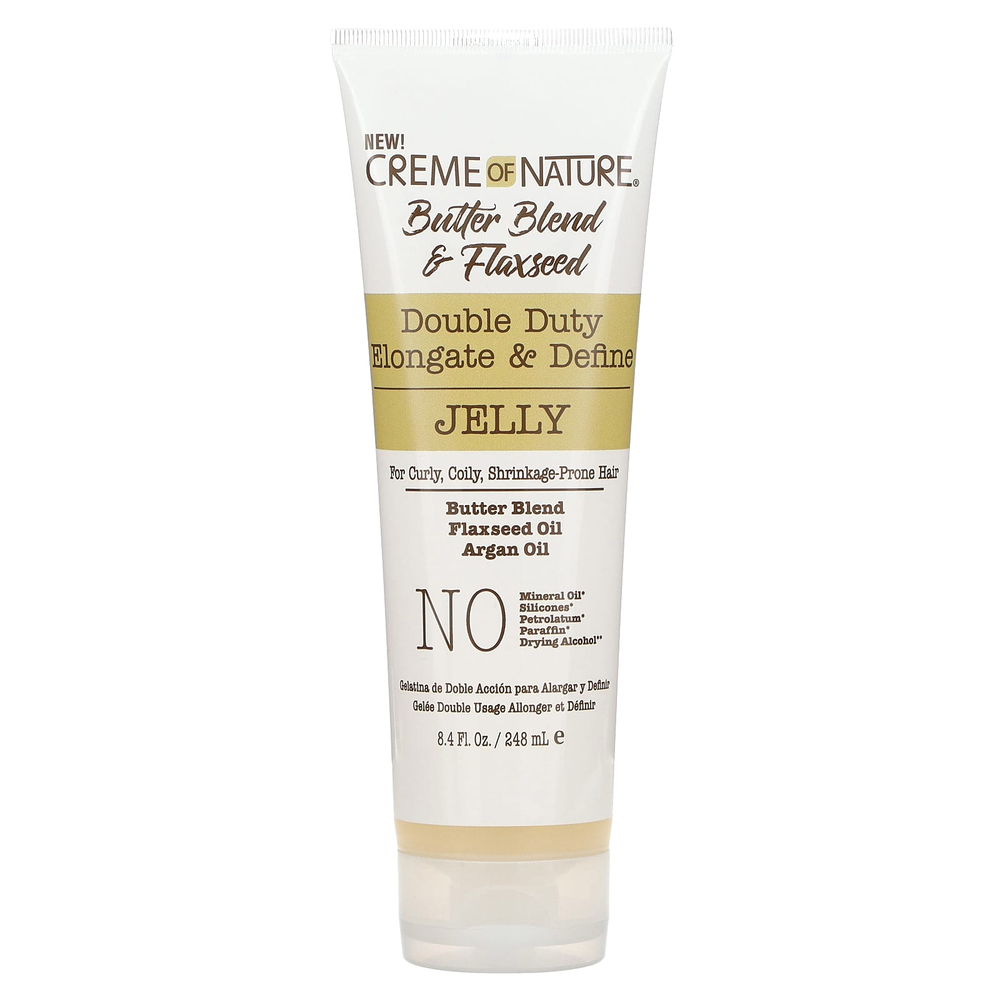 Creme Of Nature, Смесь сливочного масла и льняное семя, двойное действие, желе для удлиненной и четкой формы, 248 мл (8,4 жидк. унц.)