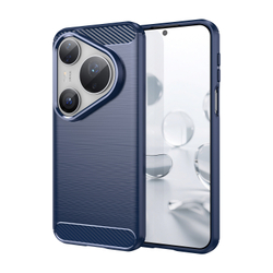 Мягкий защитный чехол синего цвета для Huawei Pura 80 Pro, 80 Pro+ и 80 Ultra, серия Carbon (дизайн в стиле карбон)