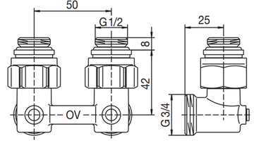 Узел нижнего подключения Oventrop Multiflex F ZB 1015884 1/2"х3/4" угловой для радиатора