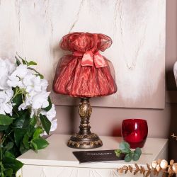 Настольная лампа Корса Бронза с абажуром Мадлен Роза