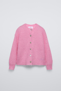 ZARA КАРДИГАН ИЗ СМЕСОВОЙ АЛЬПАКИ, РОЗОВЫЙ