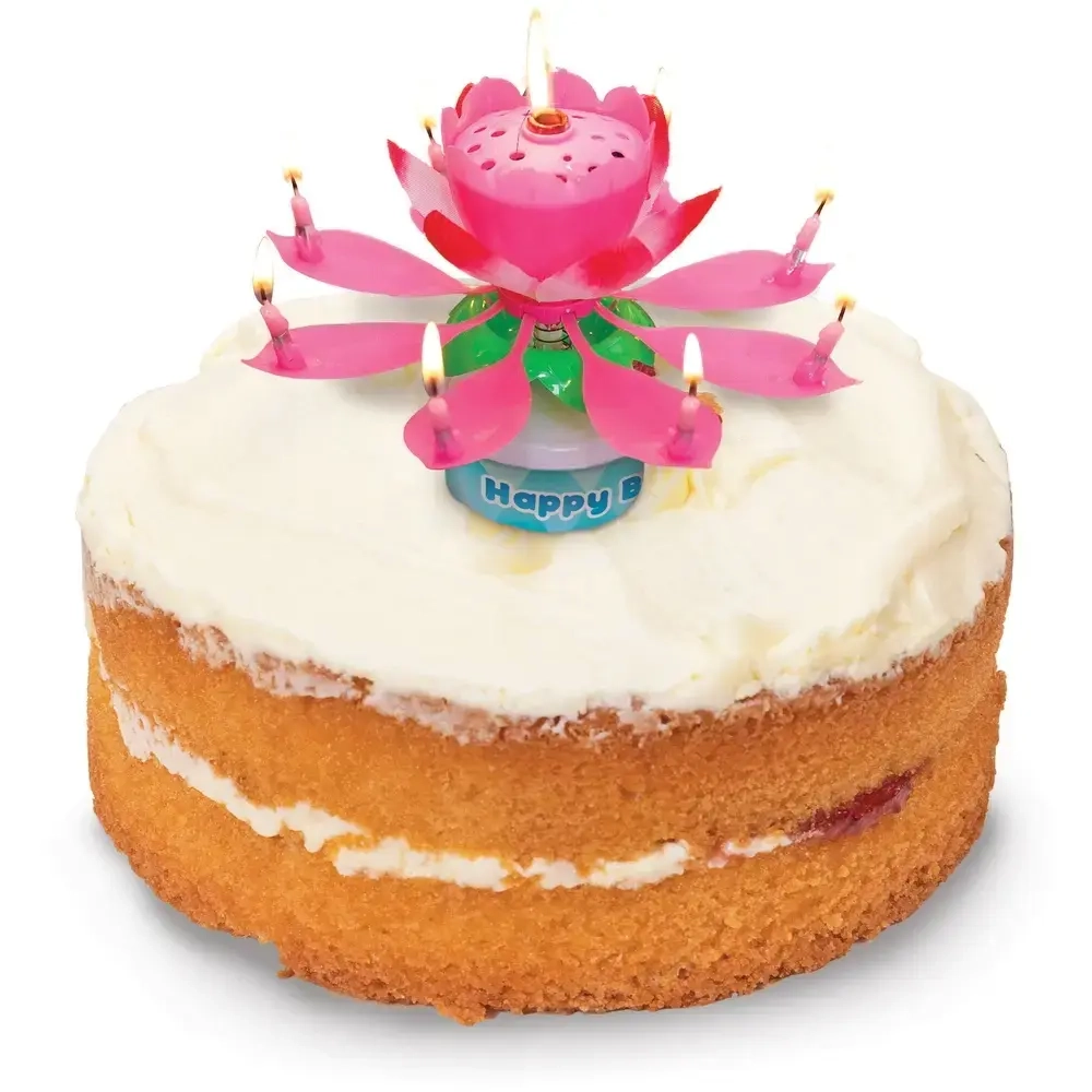 Свеча для торта раскрывающийся цветок «Салют» (8 свечей), Розовый