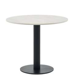 Стол круглый Фризбин D90, столешница МДФ ледяной камень, основание металл черный