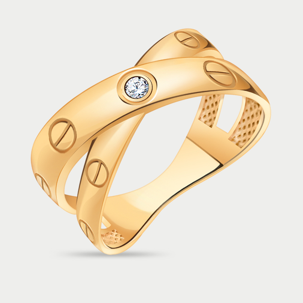 Кольцо женское из желтого золота 585 пробы с фианитами (арт. 11049)