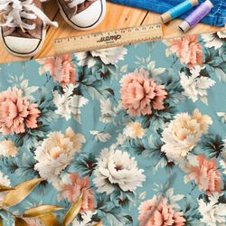 Ткань Ниагара Софт цветочная фантазия на сером