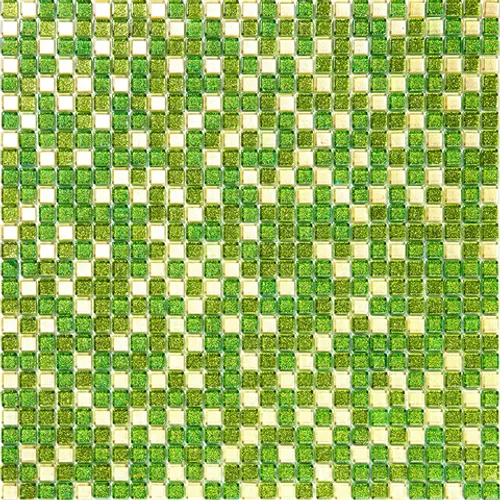 VSK-01 Мозаичная плитка из стекла чип 10 мм Vidromar Spark зеленый квадрат глянцевый