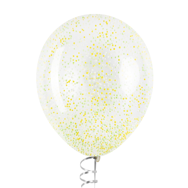 Шар с конфетти пенопласт, Цветной микс, Желтый/Зеленый 32 см (СГ-17)