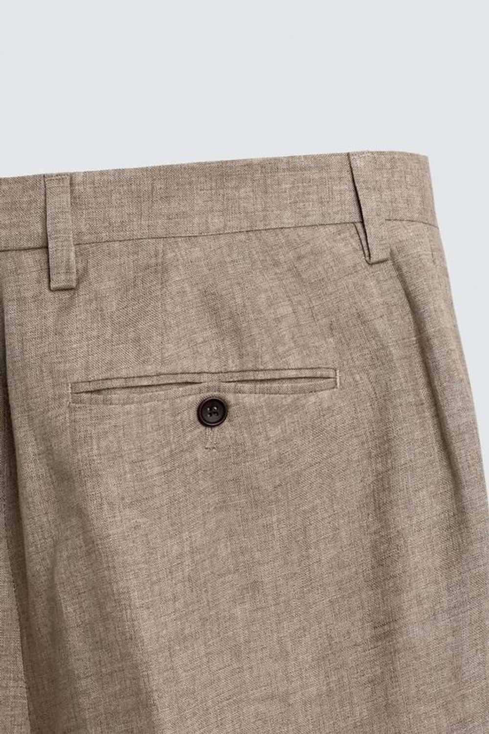 ZARA БРЮКИ КЛАССИЧЕСКОГО КРОЯ ИЗ 100% ЛЬНА, ПЕСОЧНЫЙ МЕЛАНЖ