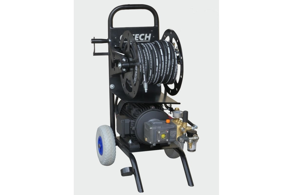 Установка для прочистки канализации C-TECH CM1814 (180 бар, 840 л/ч, 4 кВт, 380 В) электрическая мобильная