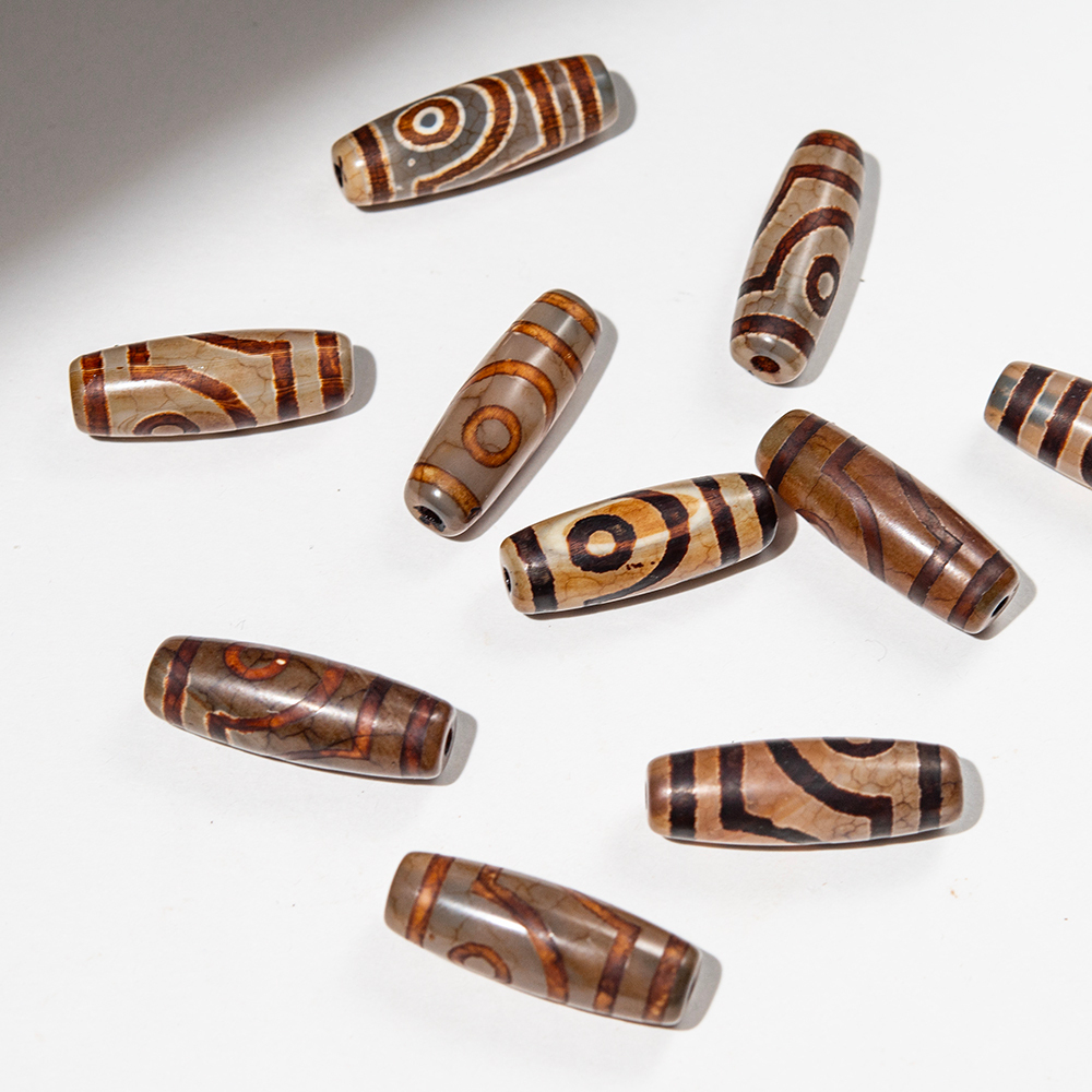 Бусина Дзи "Два глаза" из агата, 30,5*10,5мм, коричневый