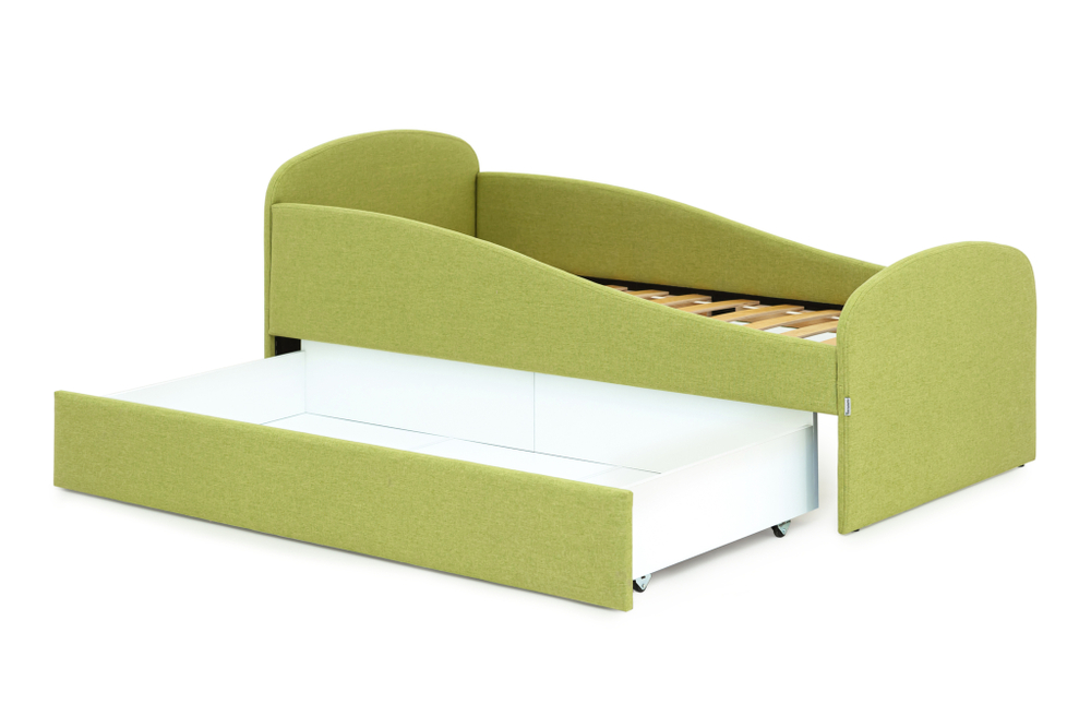 Детская мягкая кровать с ящиком Бельмарко Letmo авокадо рогожка