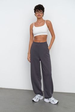 Джоггеры бананы без начеса из премиум футера цвета антрацит