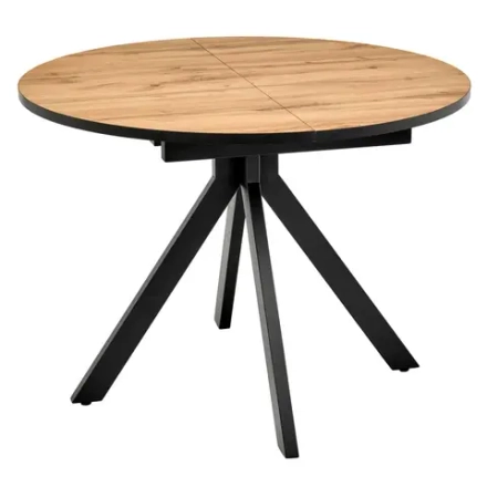 Стол Bradex Home Rudolf круглый раскладной 100-130x100x75см, Дуб Вотан, чёрный