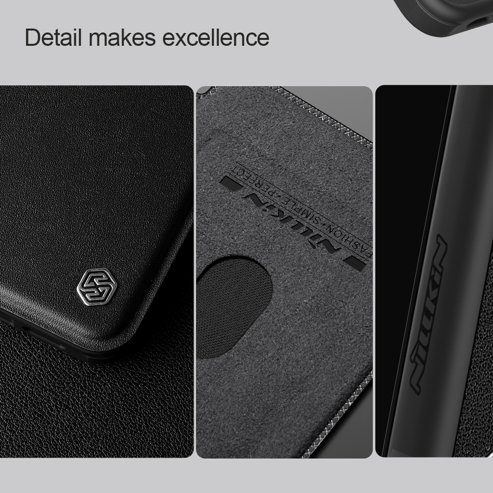 Кожаный чехол книжка с откидной крышкой для камеры от Nillkin для Samsung Galaxy S24, серия Qin Prop Leather Case