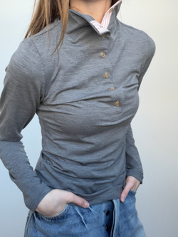 Лонг со стойкой серый шерстяной