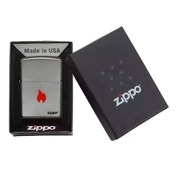 Зажигалка Zippo 200 Flame, Brushed Chrome