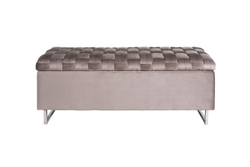 Банкетка с ящиком велюровая 46x40x120см Garda Decor серо-бежевая
