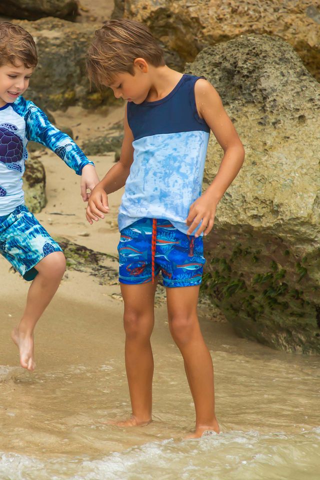 Двусторонние синие шорты для плавания