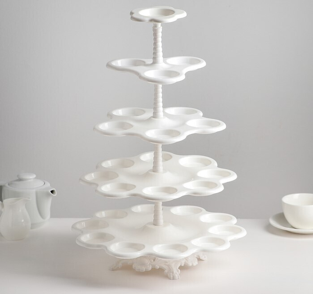 Подставка для пирожных «Каскад», 5 ярусов, цвет белый