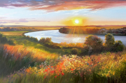 Река в лучах заката