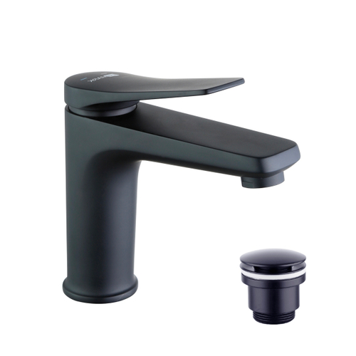 Смеситель для раковины монолит Lemark Bronx LM3706BL черный