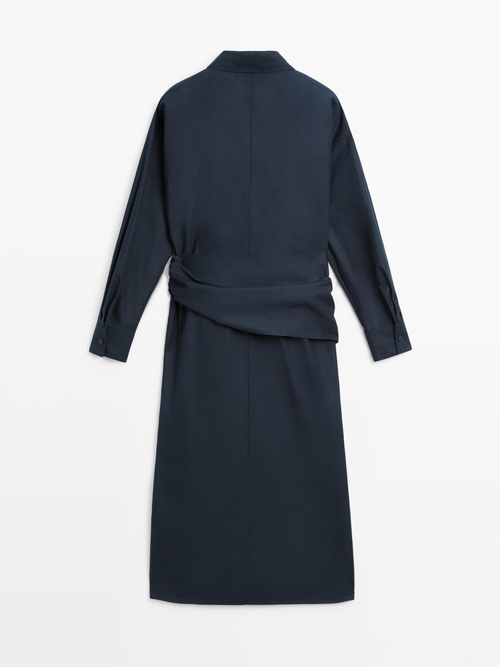 Massimo Dutti Платье-рубашка миди с шарфом, синий