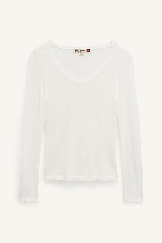 ZARA ДЖЕМПЕР ТОНКОЙ ВЯЗКИ, СЛОНОВАЯ КОСТЬ