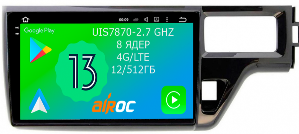 Магнитола для Honda Stepwgn 5 2015-2021 - Airoc 2K AU-1919 на Android 13, TS20, 12/512Гб, SIM-слот