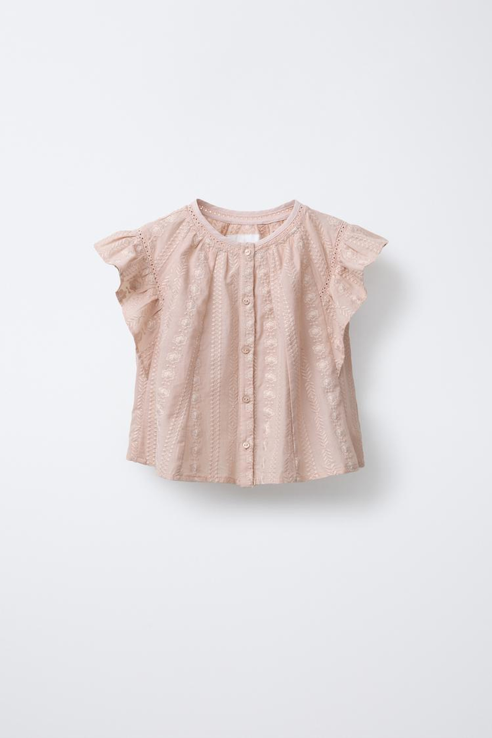 ZARA БЛУЗА С ВОЛАНАМИ И ВЫШИВКОЙ, ЦВЕТ РОЗОВОГО ДЕРЕВА