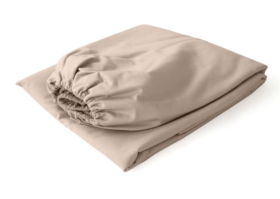 Простынь на резинке для кровати 160*200 см (бежевый, сатин)