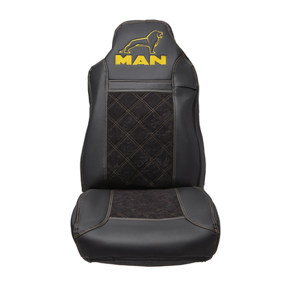 Чехлы MAN TGA (экокожа, желтая строчка)