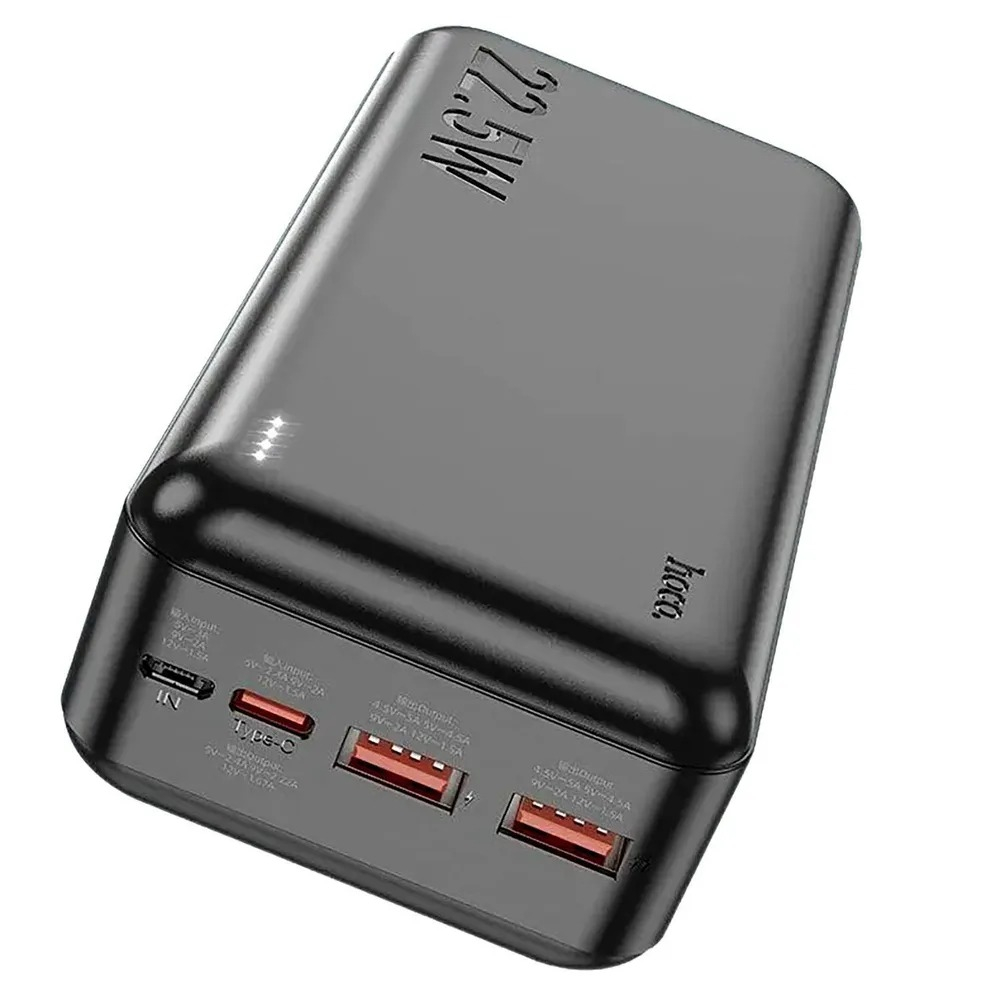 Внешний аккумулятор Hoco J101B 30000 mAh (22.5W, QC3.0, PD, 2USB, MicroUSB, Type-C) Черный