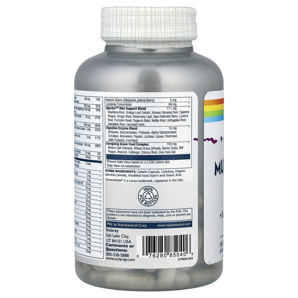 Solaray, Spectro™, мультивитамины для мужчин, 120 капсул