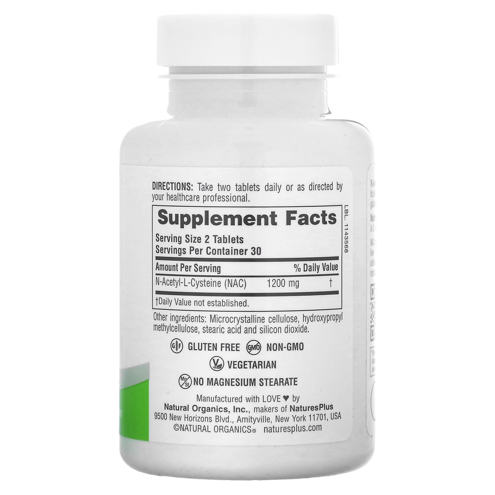 NaturesPlus, Pro NAC 1200, с замедленным высвобождением, 60 таблеток (600 мг на таблетку)