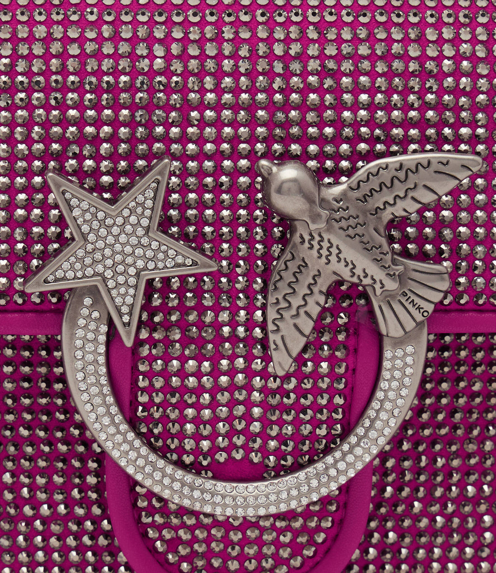 Кожаная сумка через плечо LOVE ONE MINI DC FULL STRASS Pinko - розовый(100074 A17Z)