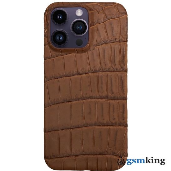 Leather Case for iPhone 14 Pro Croco Brown (Коричневый крокодил)