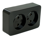 Розетка 2-местная б/з открытой установки, STEKKER, 250В, 10А, IP20, серия София, черный, MST10-12-02 49315