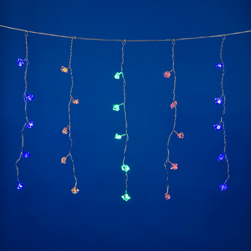 ULD-E2805-100/DTA MULTI IP20 DIAMOND Занавес светодиодный «Бриллианты», 2,8х0,5м. 100 светодиодов. Разноцветный свет. Провод прозрачный. TM Uniel.