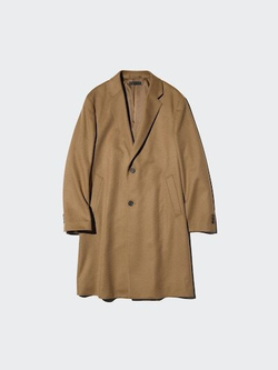 UNIQLO Пальто из шерсти и кашемира Chesterfield, коричневый