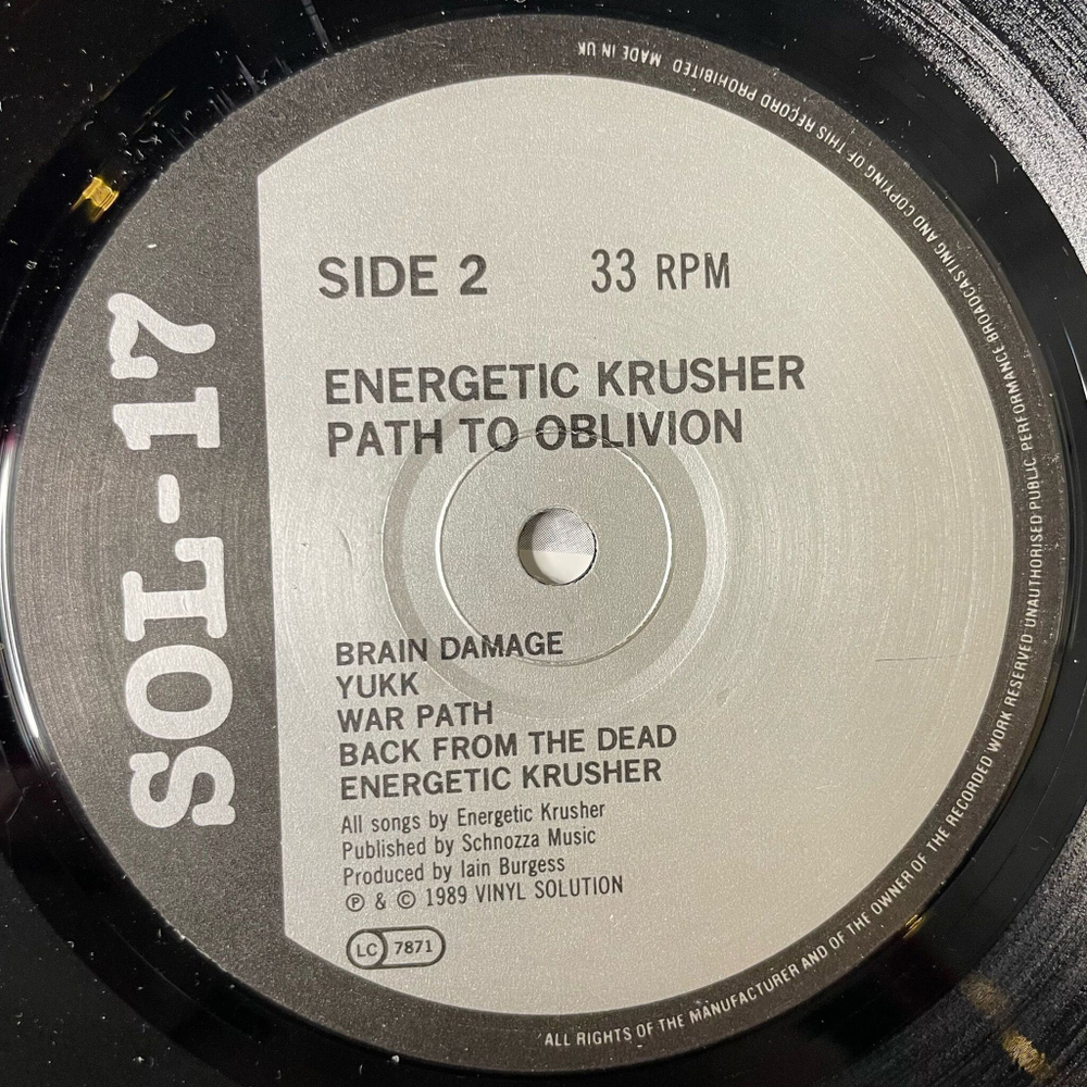 Винтажная виниловая пластинка LP Energetic Krusher Path To Oblivion (UK 1989)