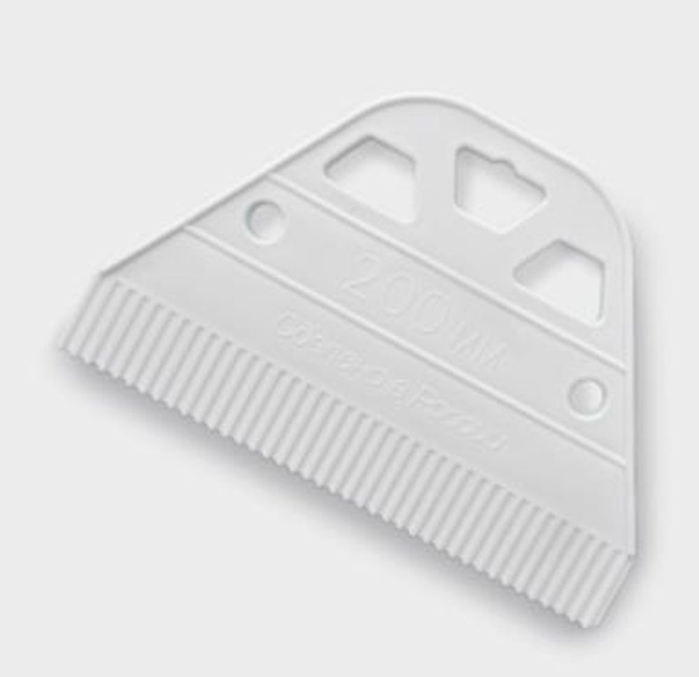 Шпатель для нанесения клея пластик. 200мм, зуб 1.6*1.6 мм  White Edition  DEСOR/ 316-5200