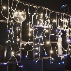 ULD-B25006-440-TTK WARMWHITE-WHITE IP44 Бахрома светодиодная с эффектом мерцания. 25м. Соединяемая. 440 светодиодов. Теплый белый и белый свет. Провод прозрачный. ТМ Uniel