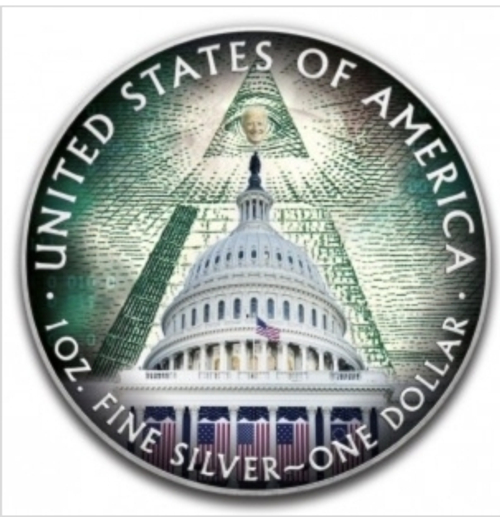1 ДОЛЛАР США 2020. Свобода. ДОНАЛЬД ТРАМП . Серебро 999пр. 31.1гр (цветная тампопечать)